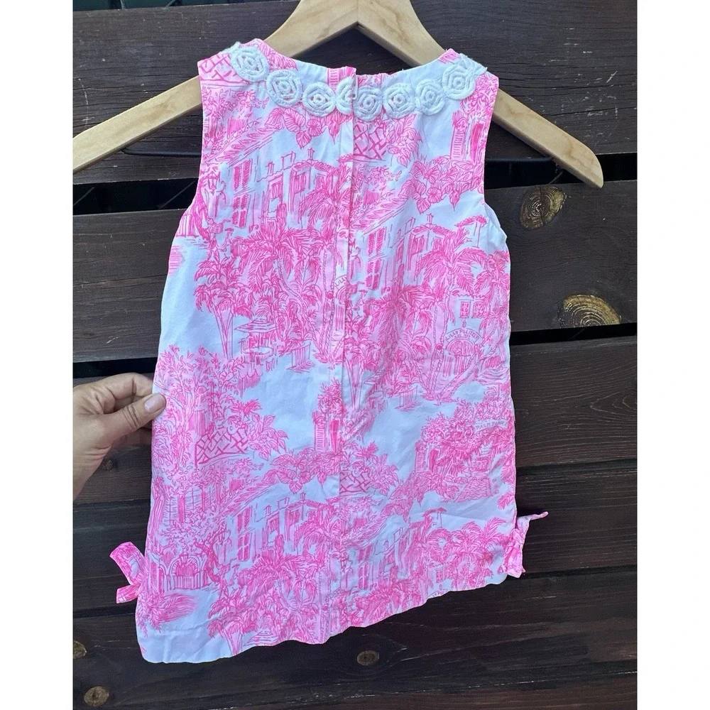 Lilly Pulitzer Girl's Little Lilly Shift Dress Palm Beach Anniversary Toile Sz 4